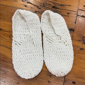 Handmade Crochet Socks Slippers in Off-White Size 7 - 8.5